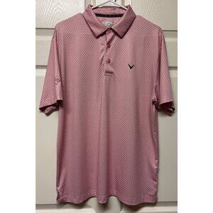 Callaway Men's Pink Opti-Dri Golf Polo Shirt Size M Geometric Print Comfortable